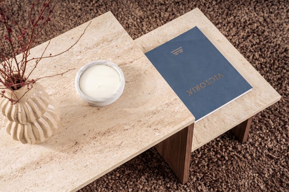 Nordure Harmony salongbord – Travertine / Venezia Walnut