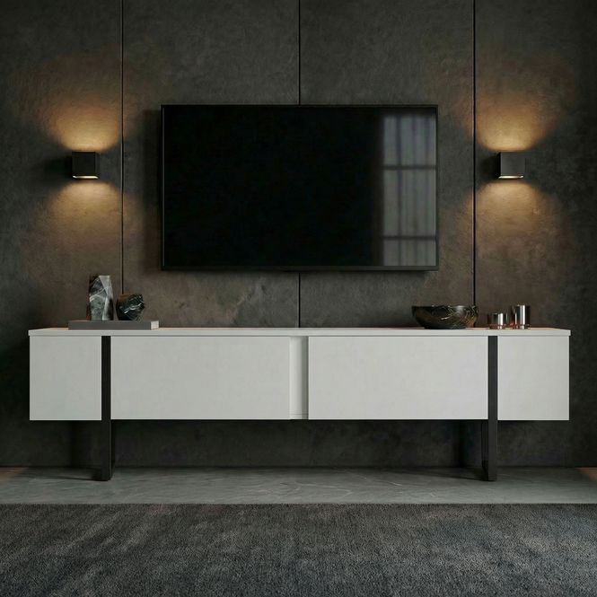 Hovedbilde Nordure Onera TV-benk – hvit/svart