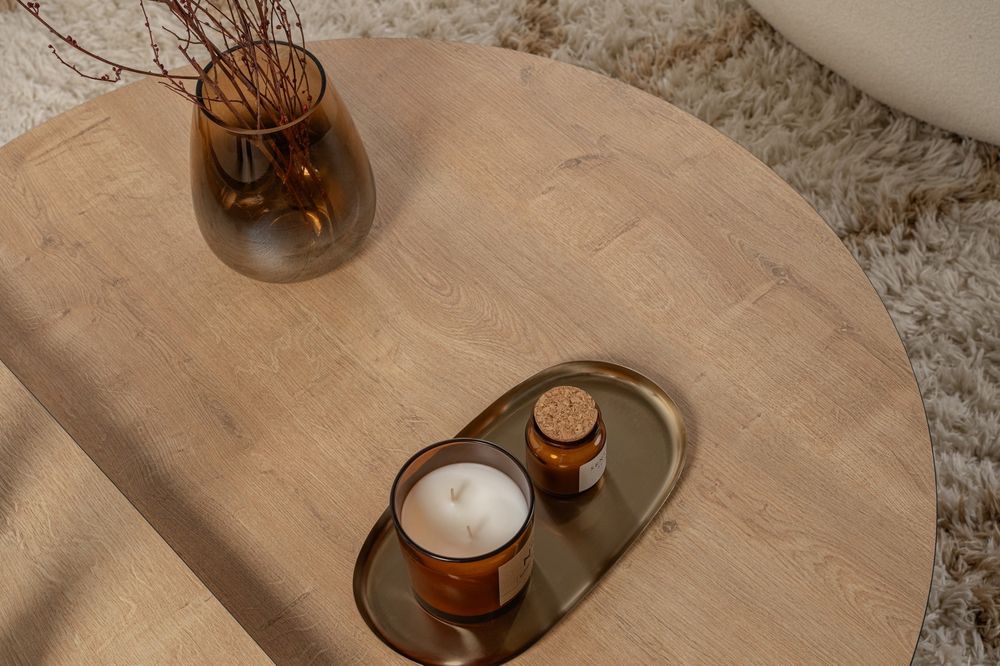 Nordure Orion sofabord – Honey Oak / svart