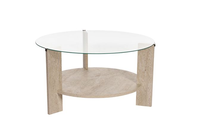 Hovedbilde Nordure Clara sofabord – Travertine/transparent
