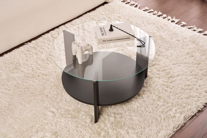 Hovedbilde Nordure Clara sofabord – Wood Black / transparent