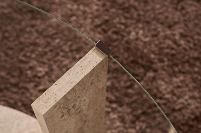 Hovedbilde Nordure Clara sofabord – Travertine/transparent