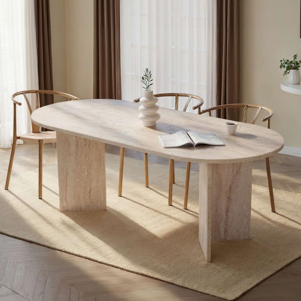 Nordure Sabella spisebord – Travertine