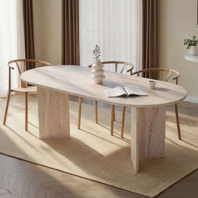 Hovedbilde Nordure Sabella spisebord – Travertine