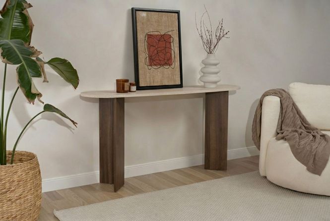 Hovedbilde Nordure Sira skjenk – Travertine/Venezia Walnut