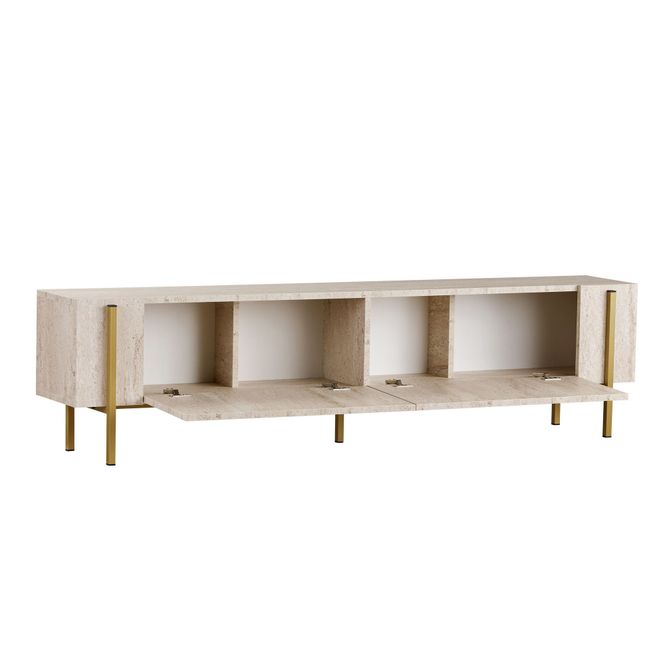 Hovedbilde Nordure Nexus TV-benk – Travertine / gull