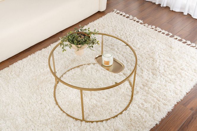 Hovedbilde Nordure Aurum sofabord – 80 / gull / transparent