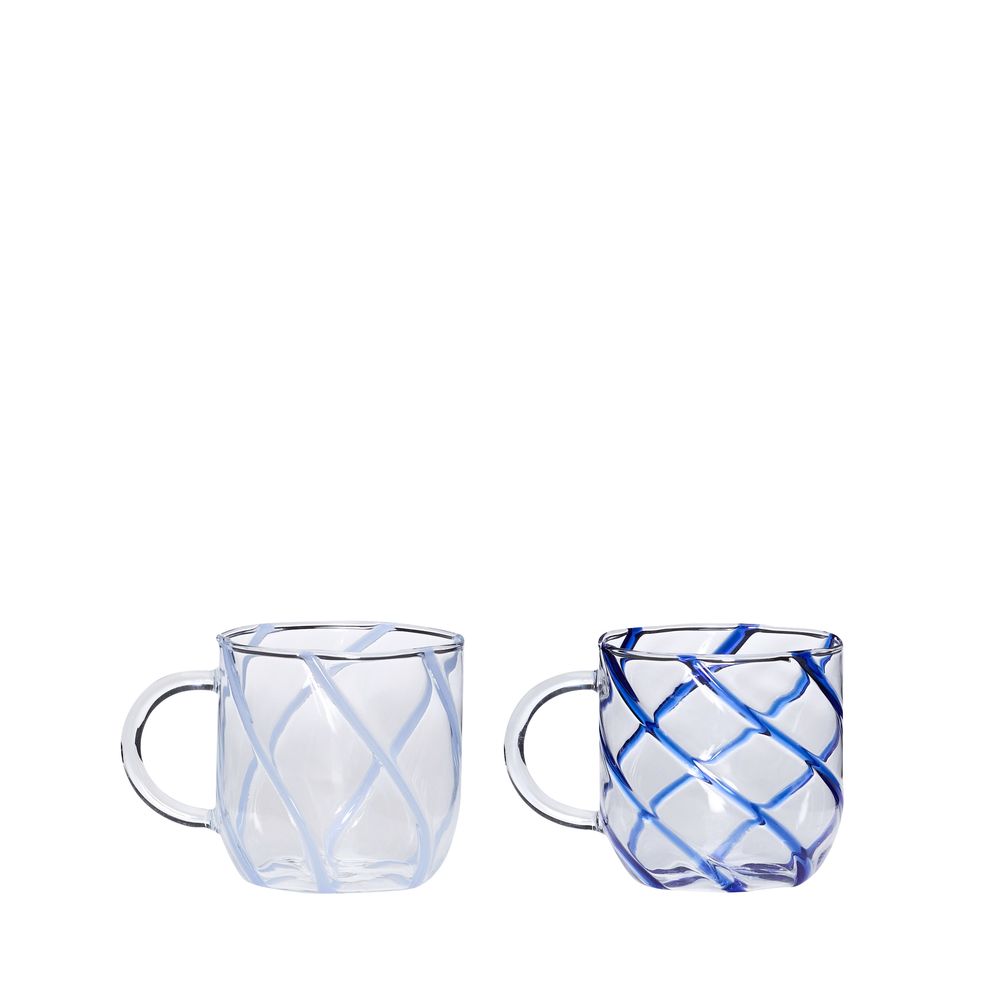 Hübsch Kiosk glasskrus 9x13x10 cm – blå, 2 stk.