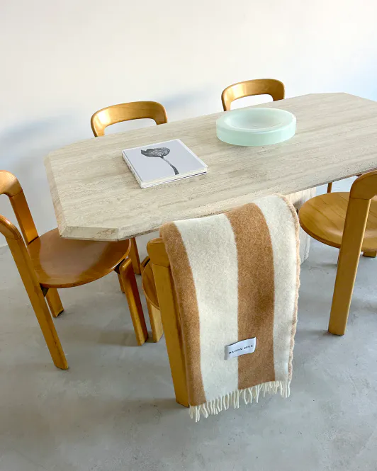 Hovedbilde Maison Deux Rough Stripe Pledd Krem/Terracotta