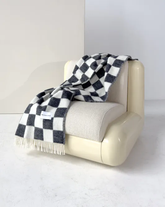 Hovedbilde Maison Deux Checkerboard Pledd Sort/Hvit