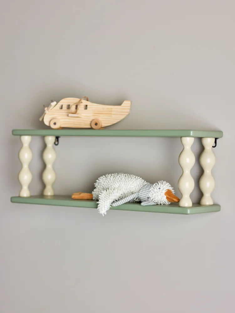 Bloomingville MINI Bibiola Vegghylle Grønn/Beige 60 cm