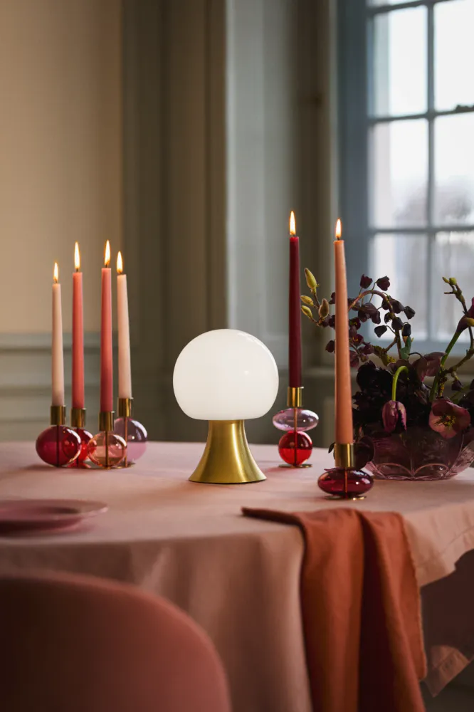Holmegaard Bubble 4-Armet Lysestake Rosa/Rød