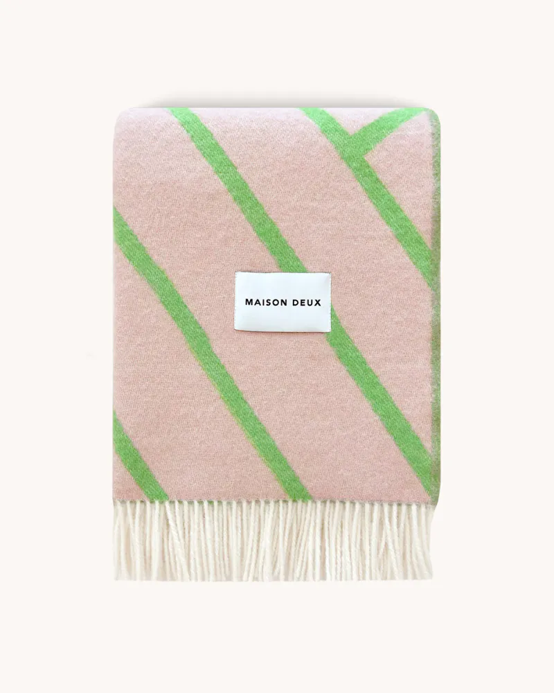 Maison Deux Lines Pledd Rosa/Grønn