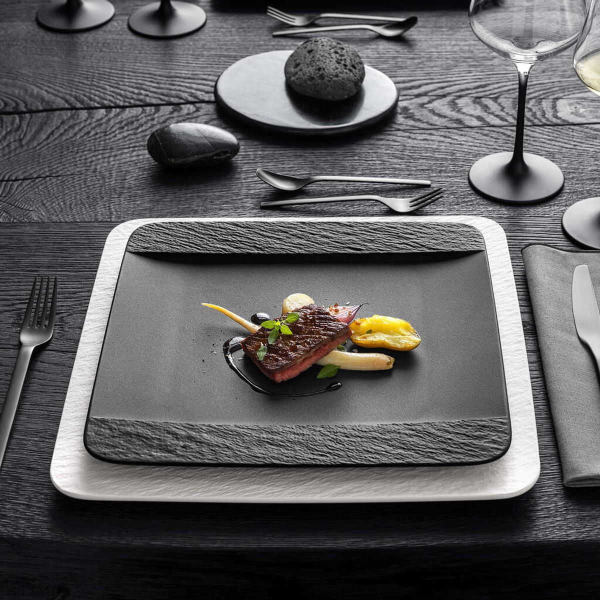 Villeroy & Boch Manufacture Rock Tallerken Firkantet 28x28cm
