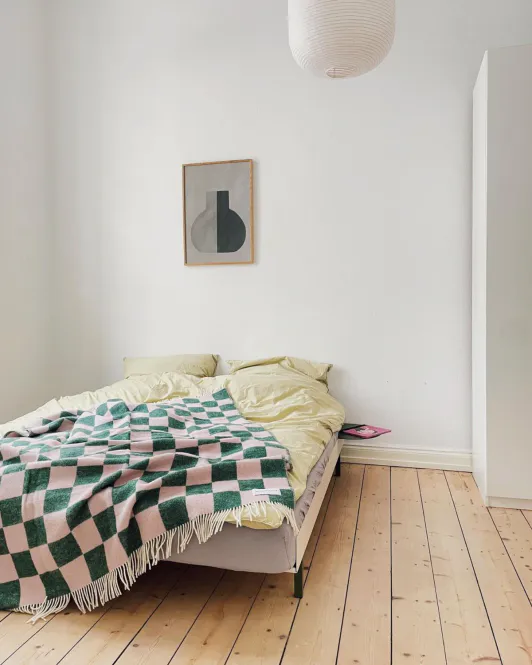 Hovedbilde Maison Deux Checkerboard Pledd Mørk Grønn/Rosa