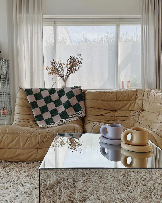 Hovedbilde Maison Deux Checkerboard Pledd Mørk Grønn/Rosa