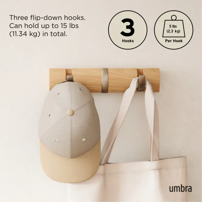 Hovedbilde Umbra Flip 3 Knaggrekke Natur/Nikkel