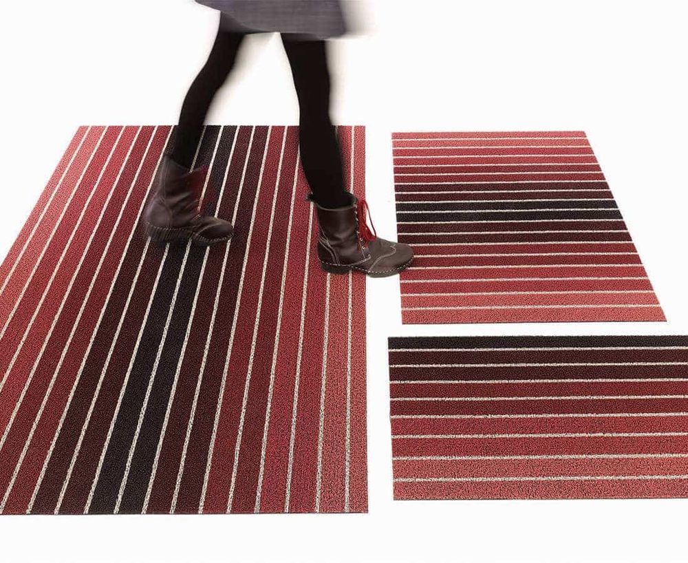 Chilewich Dørmatte Block Stripe Tranebær