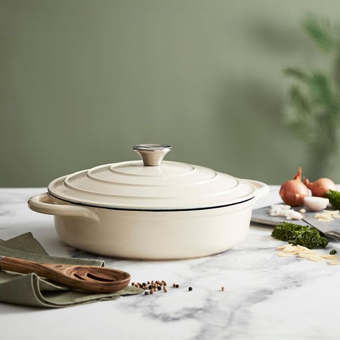 Hovedbilde Barbary & Oak Lav Støpejernsgryte Kremhvit 28 cm