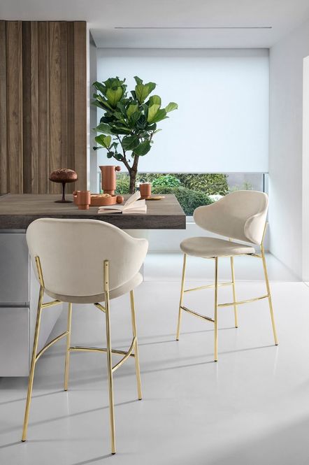 Hovedbilde Calligaris Holly barstol messing / hemp