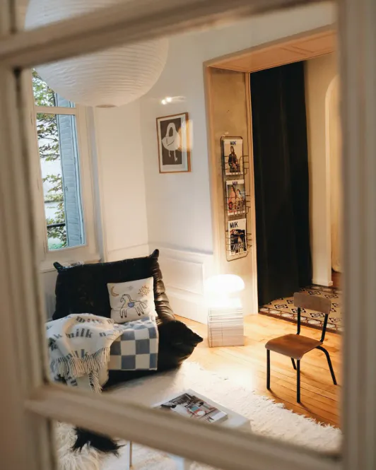 Hovedbilde Maison Deux Checkerboard Pledd Blå/Hvit