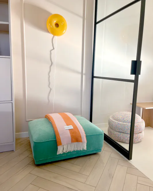 Hovedbilde Maison Deux Rough Stripe Pledd Rosa/Orange