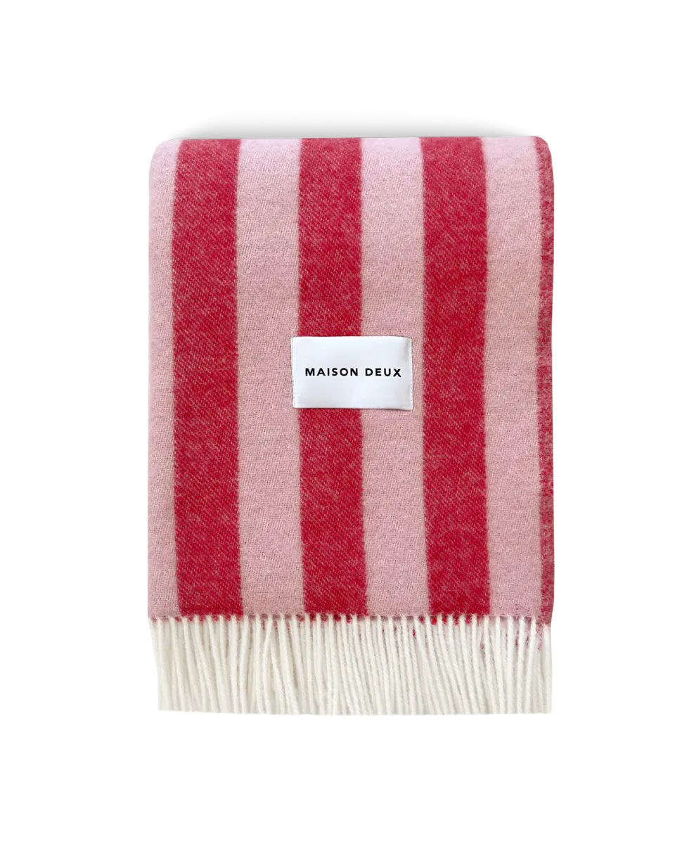 Maison Deux Candy Wrap Pledd Rosa/Rød
