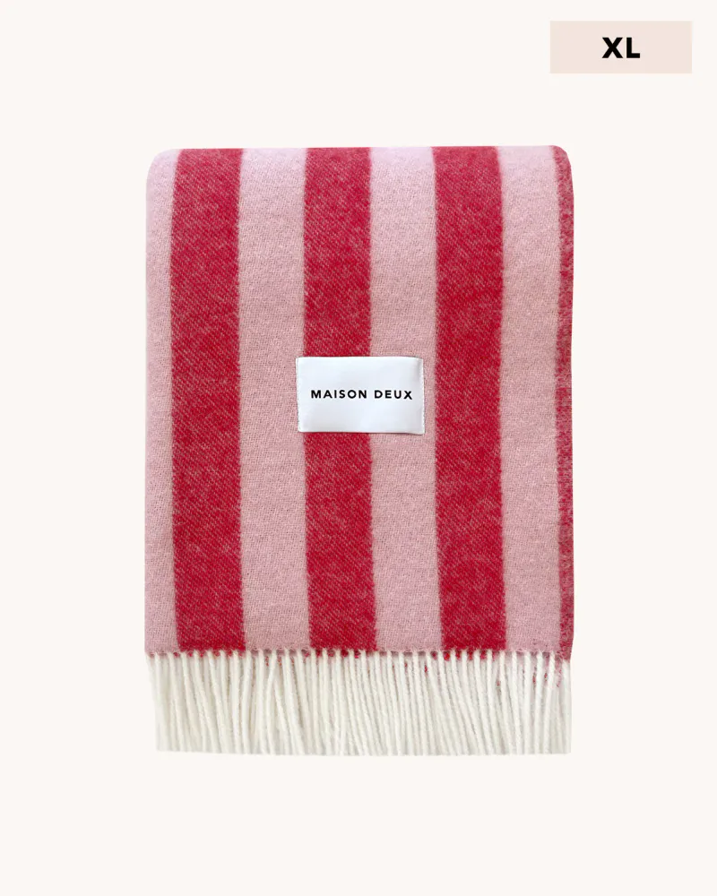 Maison Deux Candy Wrap XL Pledd Rosa/Kirsebær