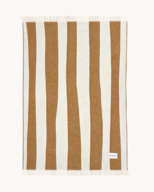 Hovedbilde Maison Deux Rough Stripe Pledd Krem/Terracotta