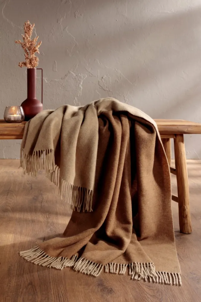 Biederlack Kasjmirpledd 130x170 cm Kamel/Beige