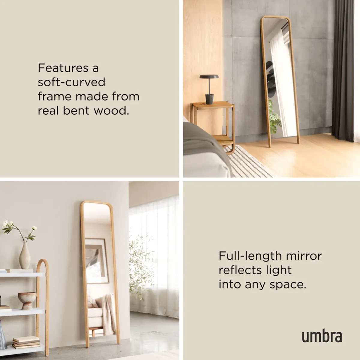 Umbra Bellwood Gulvspeil Natur