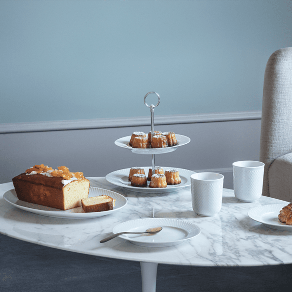 Lyngby Porcelæn Rhombe Serveringsfat Hvit