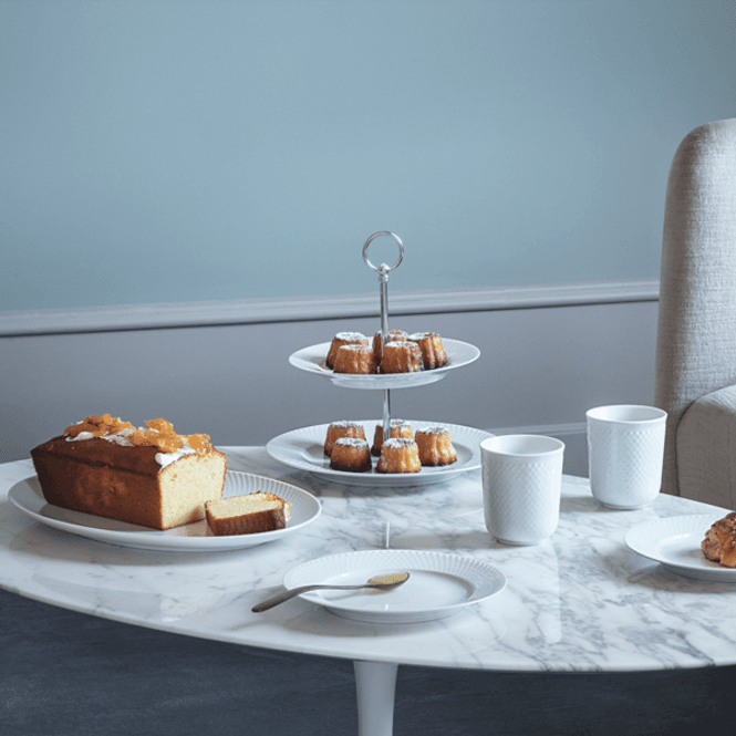 Hovedbilde Lyngby Porcelæn Rhombe Serveringsfat Hvit