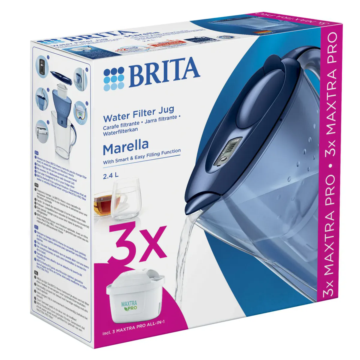 Brita Marella Vannfilterkanne blå 2,4 l inkl. 3 filter