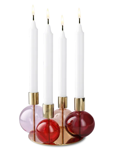 Hovedbilde Holmegaard Bubble 4-Armet Lysestake Rosa/Rød